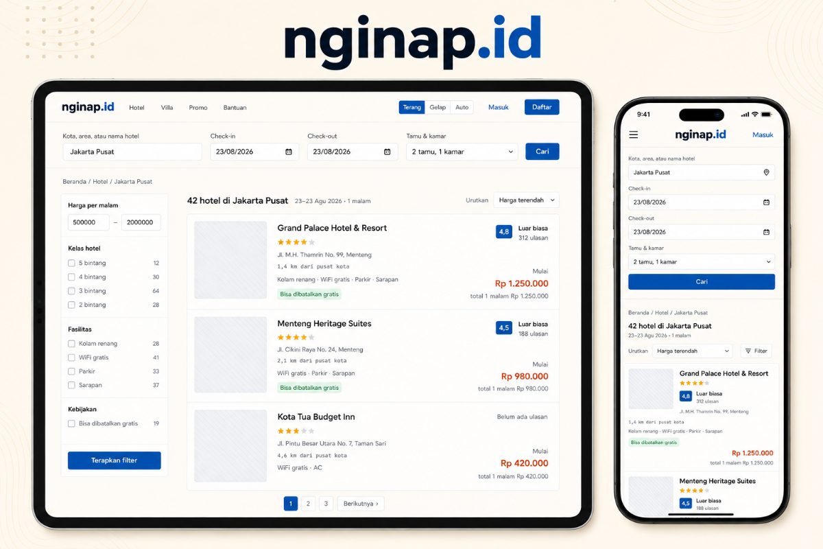 Nginap.Id - Solusi Pintar Manajemen Penginapan & Reservasi Digital — Reservasi, Penginapan, Hotel